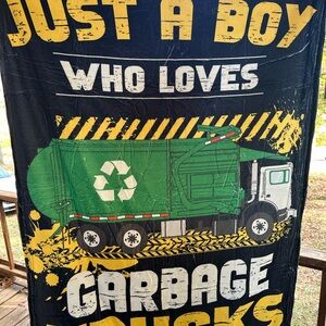 Garbage Truck Themed Plush Throw Blanket NEW